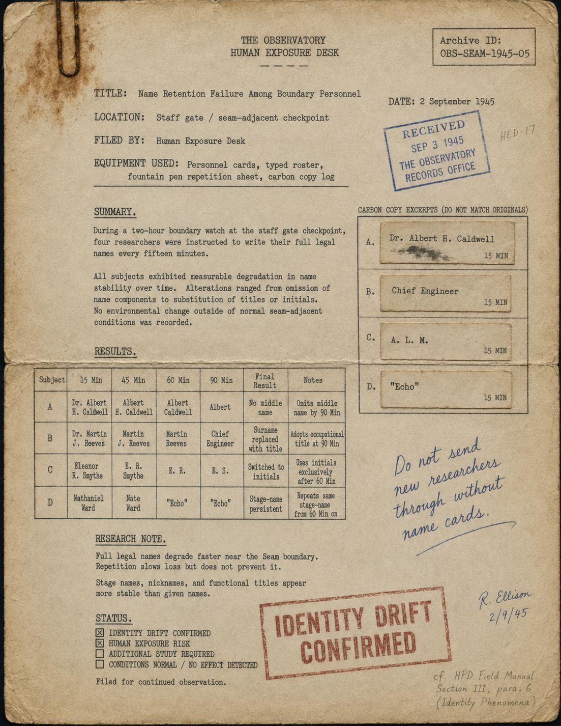 1945 field study document 5